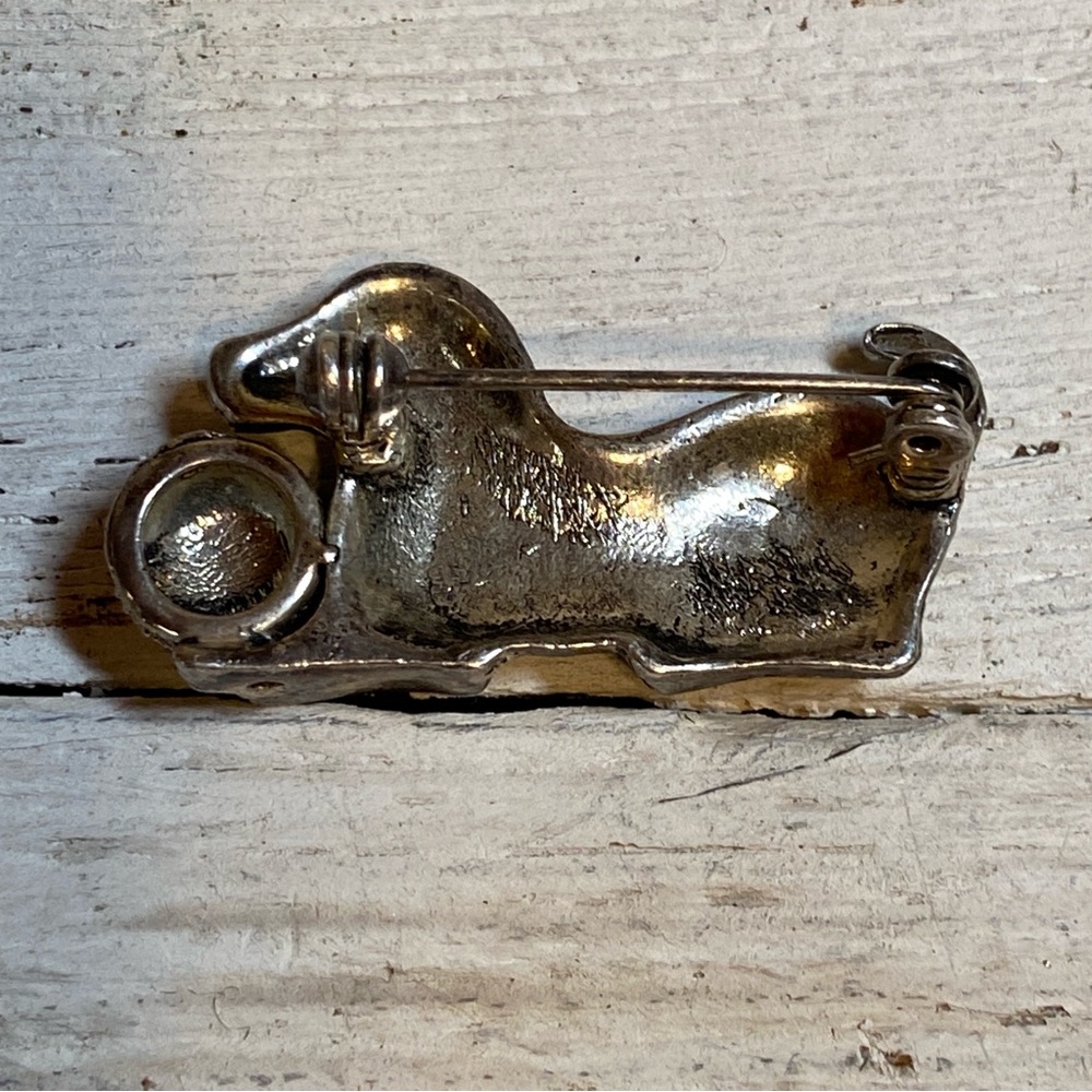 🍒3 for $33🍒 Adorable Dachshund Weiner Dog Faux Marcasites Brooch Pin - Picture 4 of 6